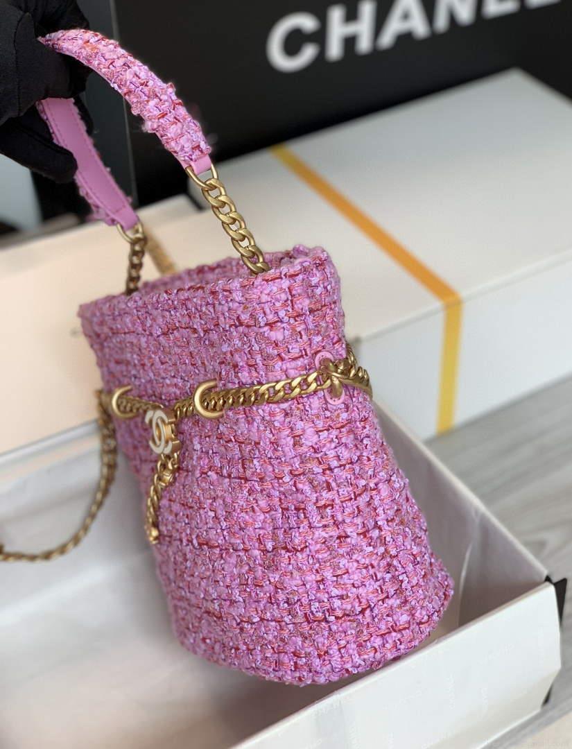 Chanel AS3117 Bucket Bag Tweed Pink