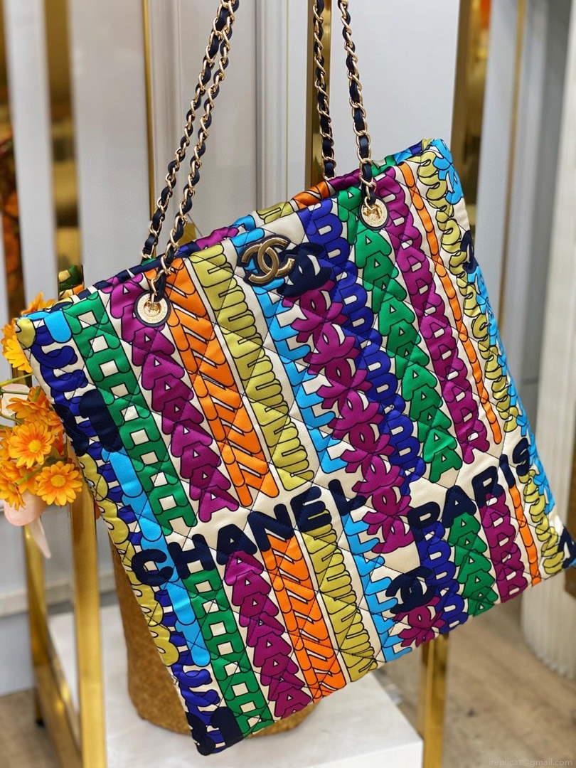 Chanel AS2896 Large Shopping Bag Printed fabric Metal Multicolor