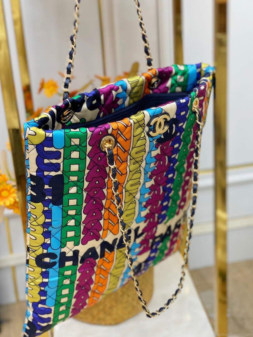 Chanel AS2896 Large Shopping Bag Printed fabric Metal Multicolor