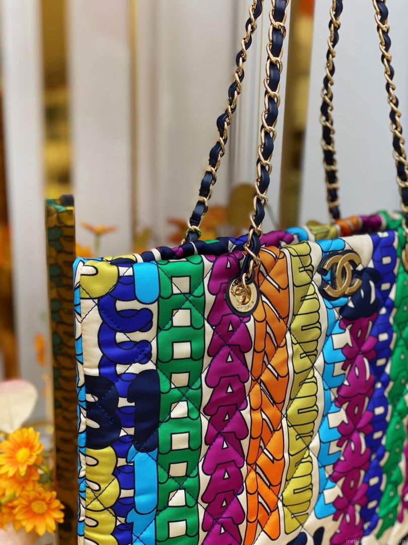 Chanel AS2896 Large Shopping Bag Printed fabric Metal Multicolor