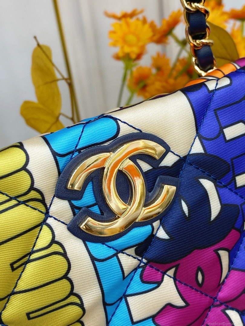 Chanel AS2896 Large Shopping Bag Printed fabric Metal Multicolor