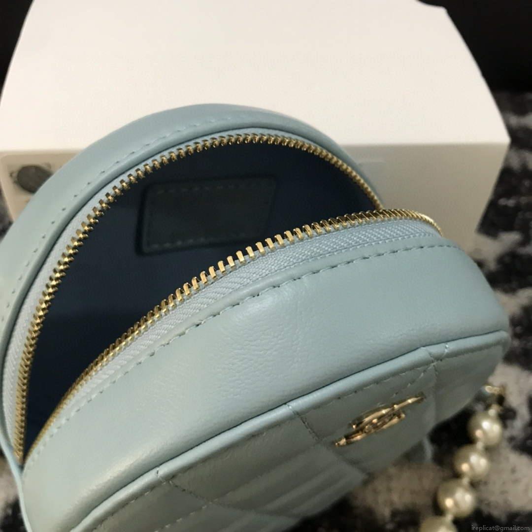 Chanel A68055 Chanel clutch with chain Round Bag Lambskin Blue
