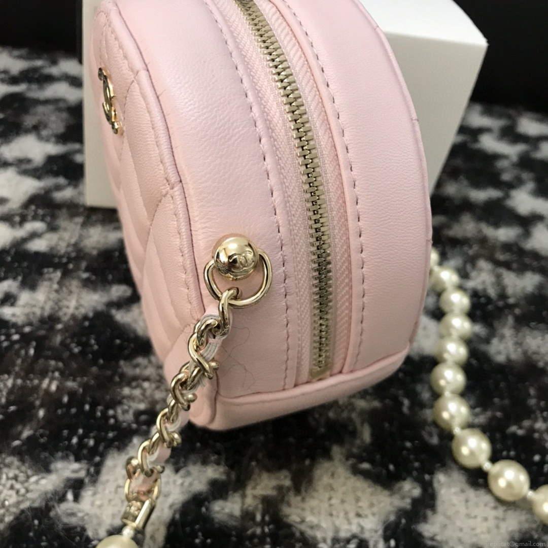 Chanel A68055 Chanel clutch with chain Round Bag Lambskin Pink