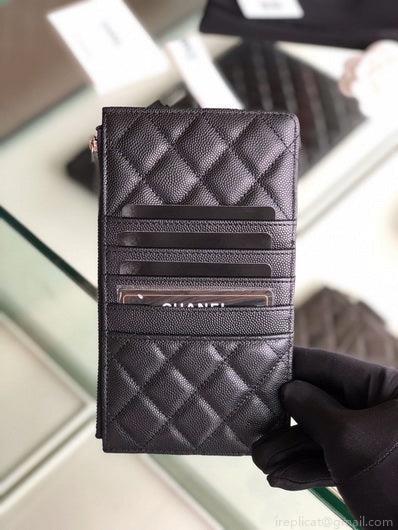 Chanel AP1422 Chanel Black phone card holder Calfskin Black