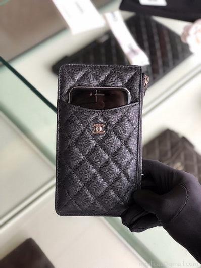Chanel AP1422 Chanel Black phone card holder Calfskin Black