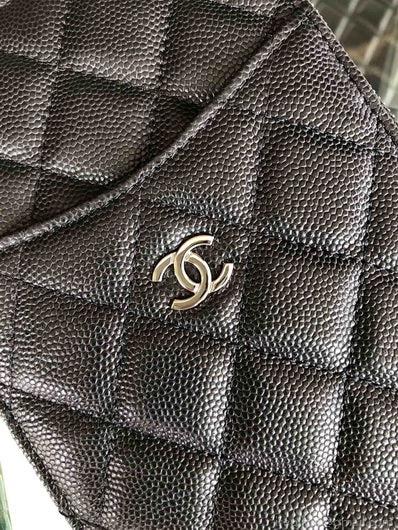 Chanel AP1422 Chanel Black phone card holder Calfskin Black