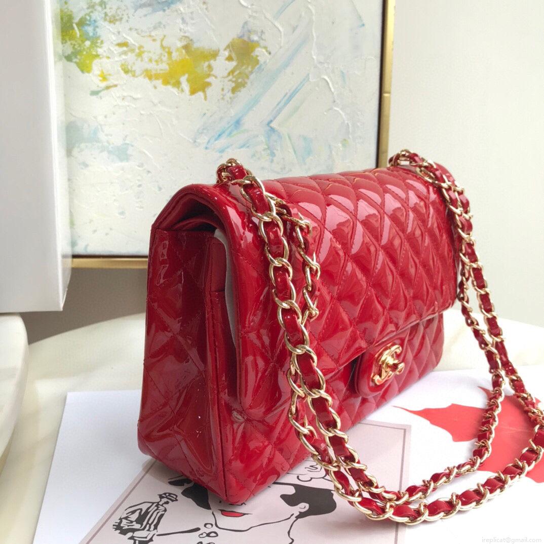 Chanel A01112 Flap Handbag Classic Bag Patent leather Lambskin Red