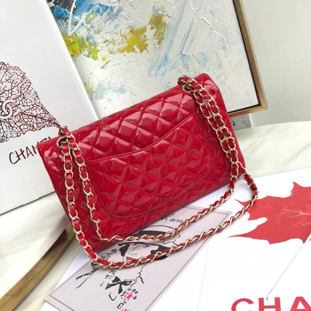 Chanel A01112 Flap Handbag Classic Bag Patent leather Lambskin Red