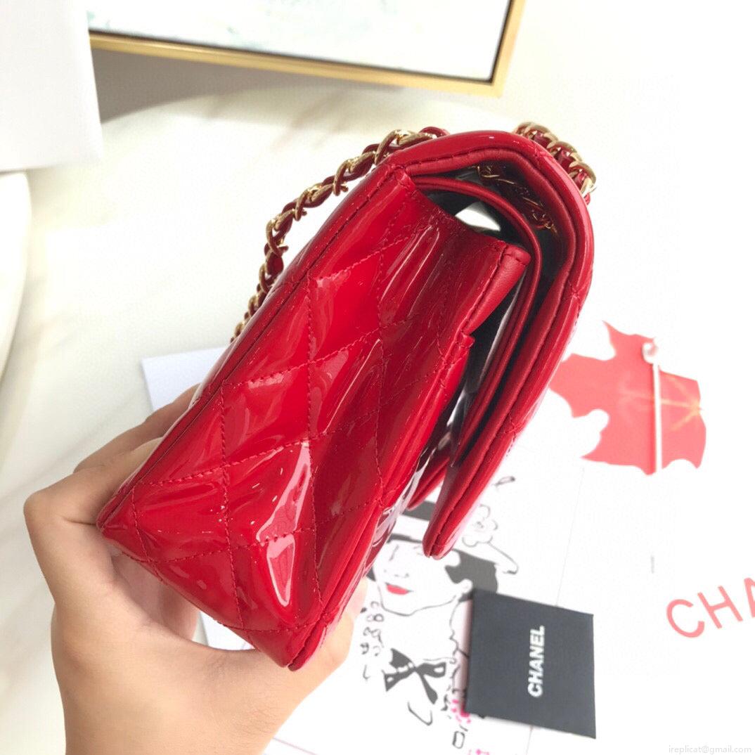 Chanel A01112 Flap Handbag Classic Bag Patent leather Lambskin Red