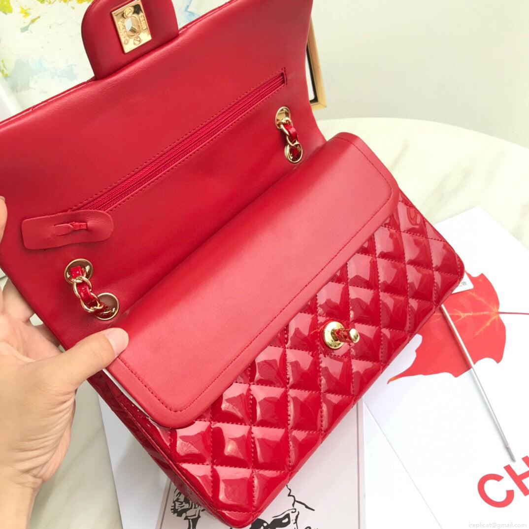 Chanel A01112 Flap Handbag Classic Bag Patent leather Lambskin Red