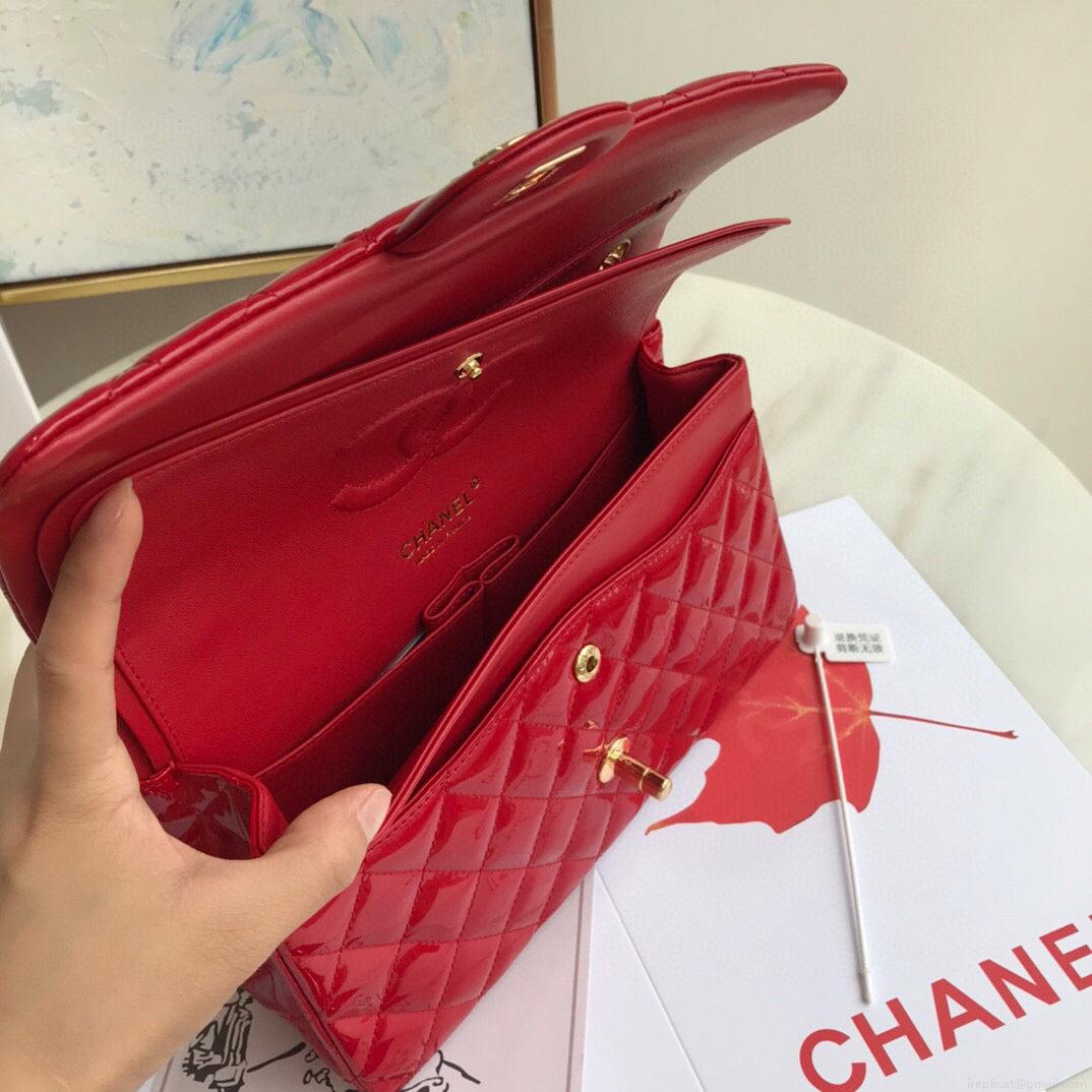 Chanel A01112 Flap Handbag Classic Bag Patent leather Lambskin Red