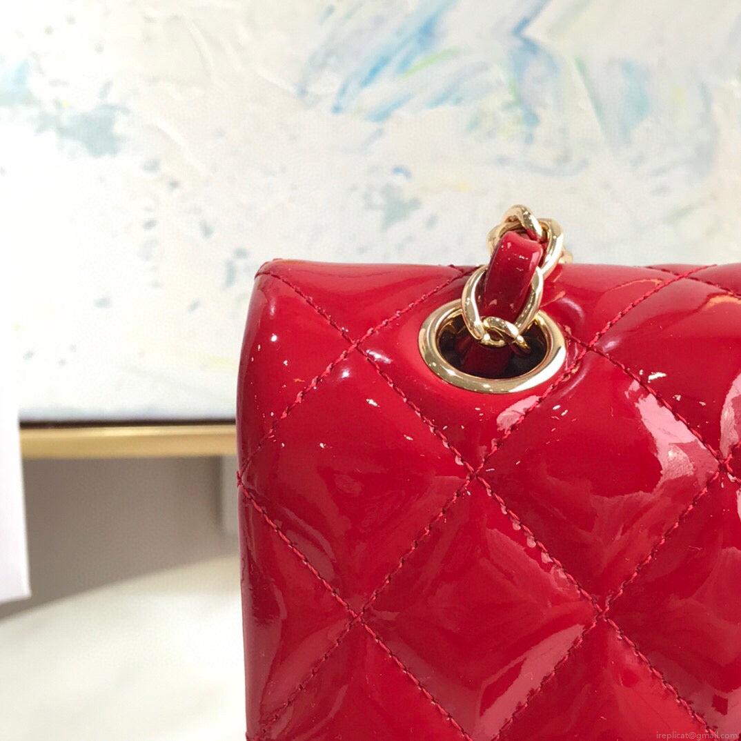 Chanel A01112 Flap Handbag Classic Bag Patent leather Lambskin Red
