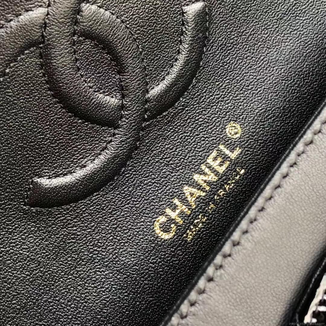 Chanel A01112 Flap Handbag Classic Bag Patent leather Lambskin Black Gold
