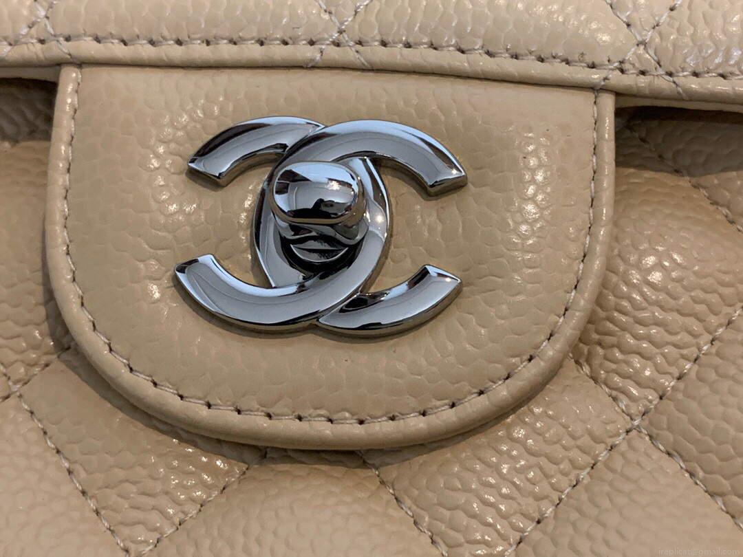 Chanel A01112 Flap Handbag Classic bag Grained shiny Calfskin gold Tan