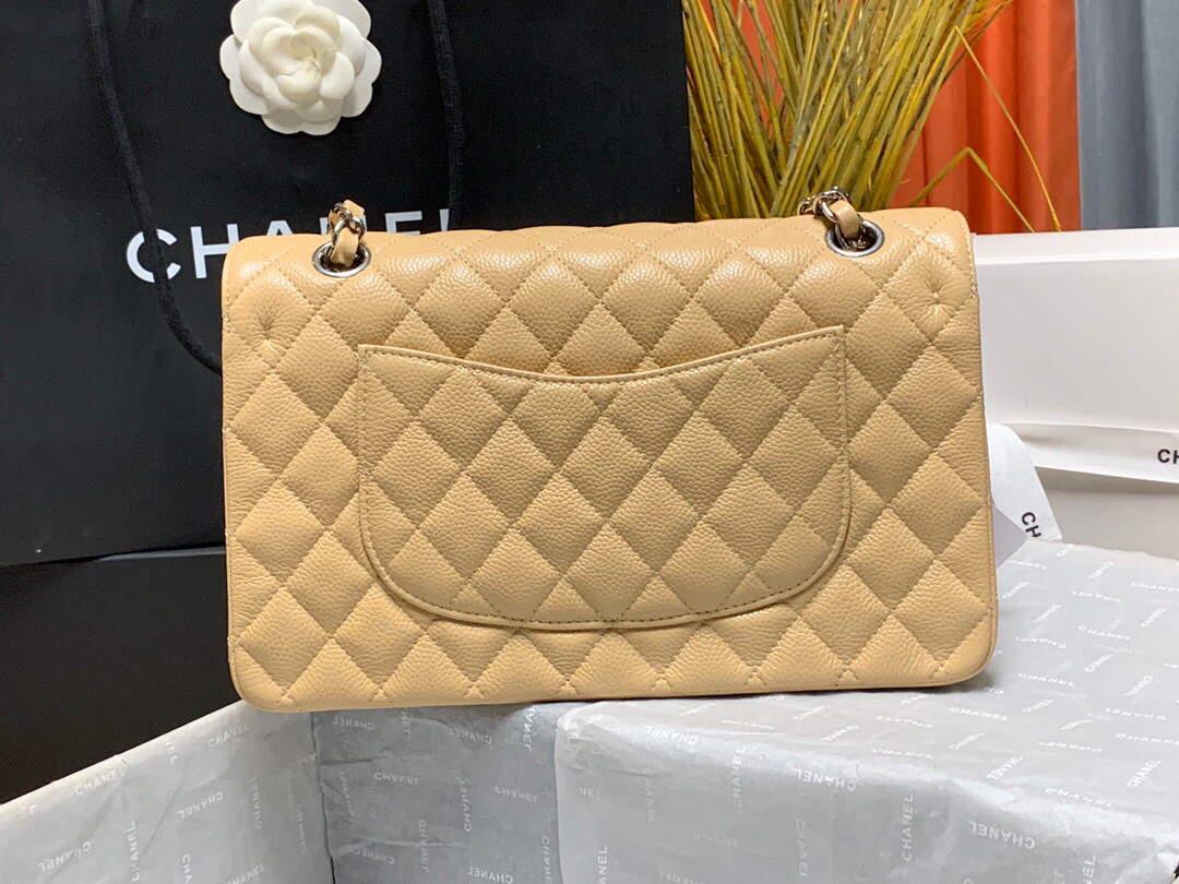 Chanel A01112 Flap Handbag Classic bag Grained shiny Calfskin gold Tan