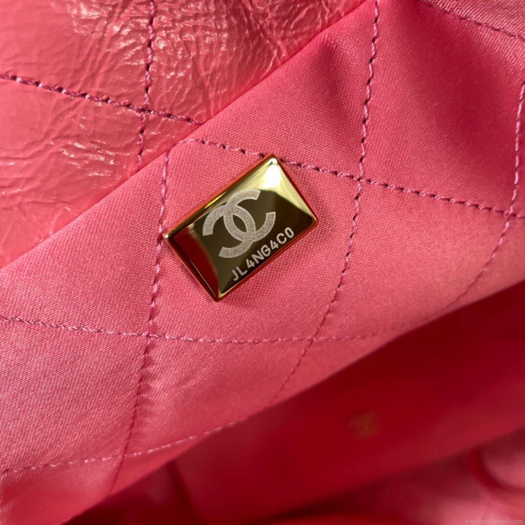 CHANEL AS3262 22 Large Handbag Shiny Calfskin Gold Pink