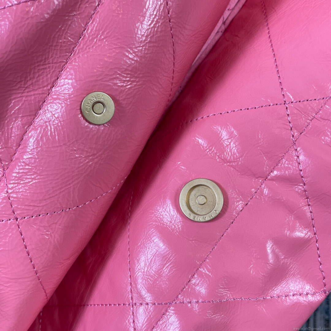 CHANEL AS3262 22 Large Handbag Shiny Calfskin Gold Pink