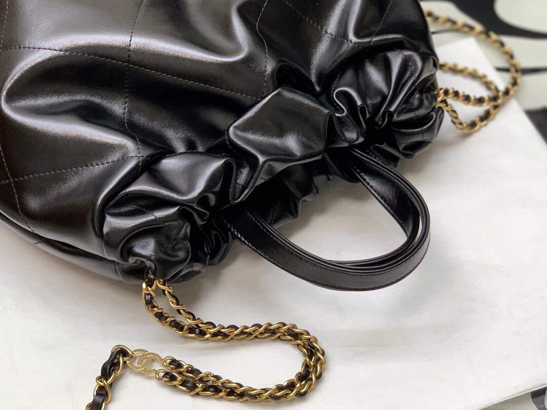 CHANEL AS3313 22 Backpack Shiny Calfskin Gold Black