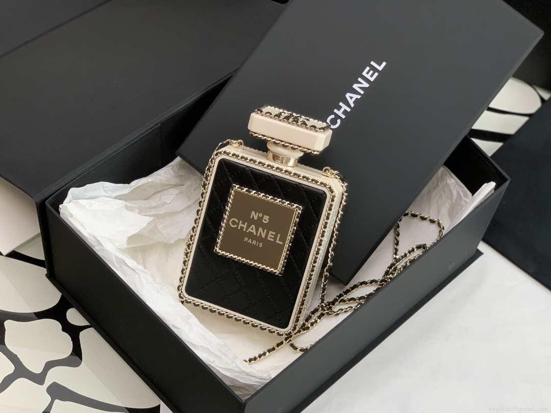 Chanel AS3264 Evening Bag Lambskin Plexi gold Black