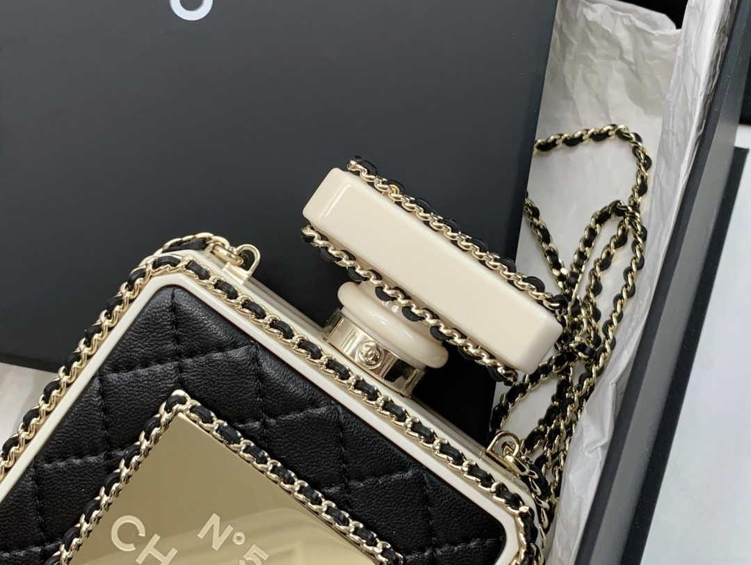 Chanel AS3264 Evening Bag Lambskin Plexi gold Black