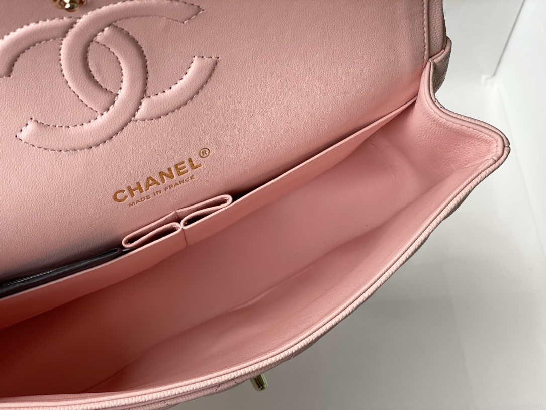 Chanel A01112 Flap Handbag Classic bag Grained shiny Calfskin gold Pink