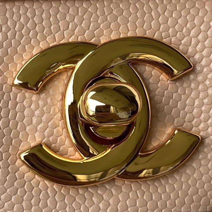 Chanel A01112 Flap Handbag Classic bag Grained shiny Calfskin Black Apricot Pink Gold
