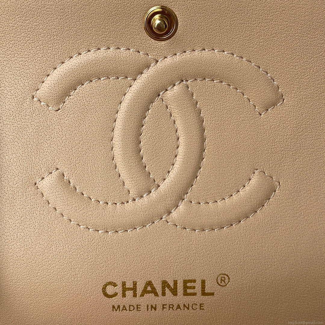 Chanel A01112 Flap Handbag Classic bag Grained shiny Calfskin Black Apricot Pink Gold