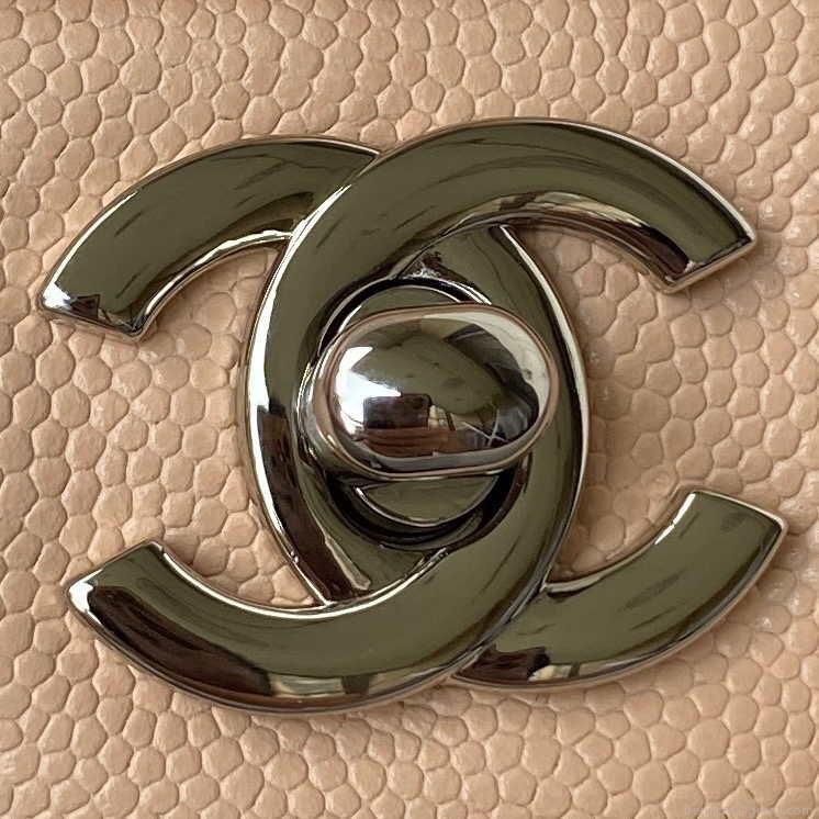 Chanel A01112 Flap Handbag Classic bag Grained shiny Calfskin Black Apricot Pink Silver