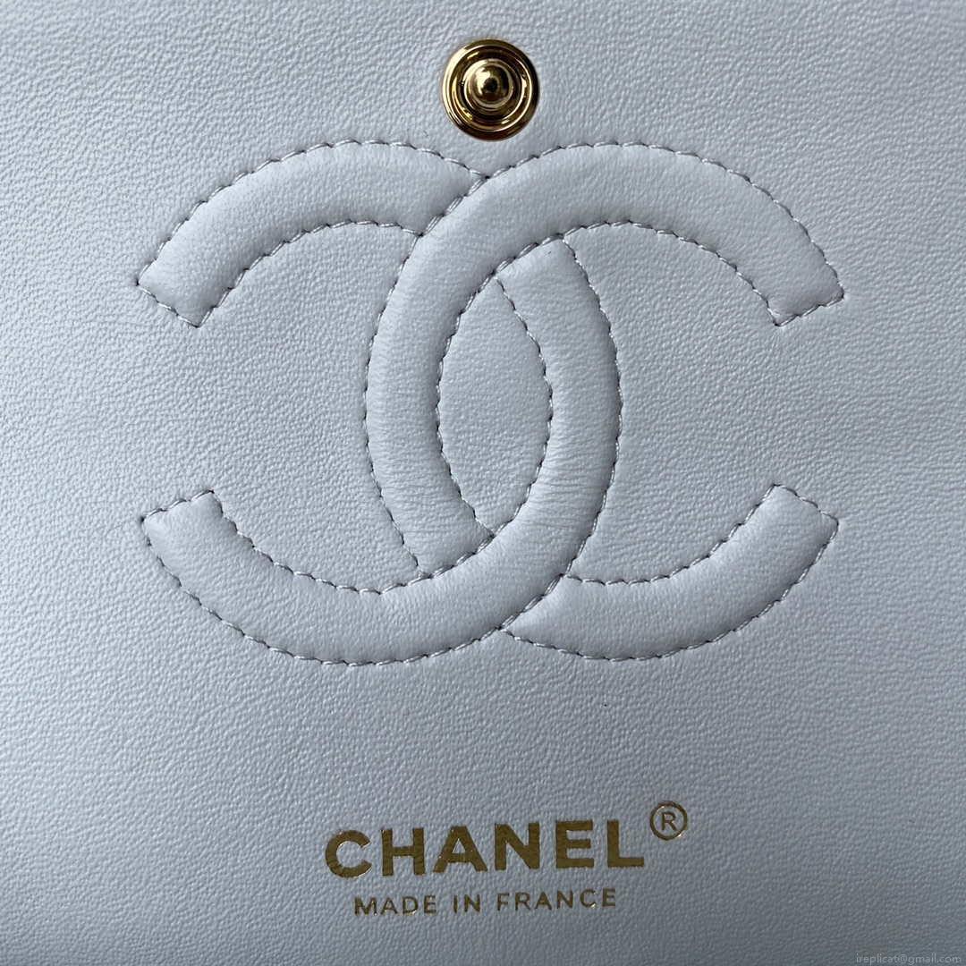Chanel A01112 Flap Handbag Classic bag Grained shiny Calfskin White Gold