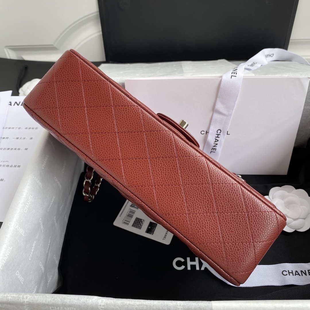 Chanel A01112 Flap Handbag Classic bag Grained shiny Calfskin Wine Red