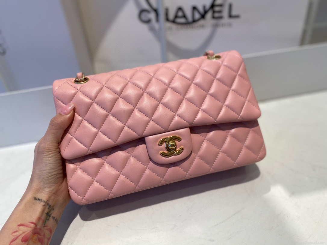 Chanel A01112 Flap Handbag Classic Bag Lambskin Pink Gold
