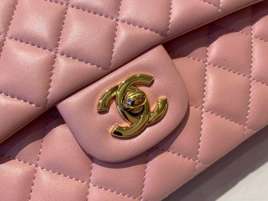 Chanel A01112 Flap Handbag Classic Bag Lambskin Pink Gold