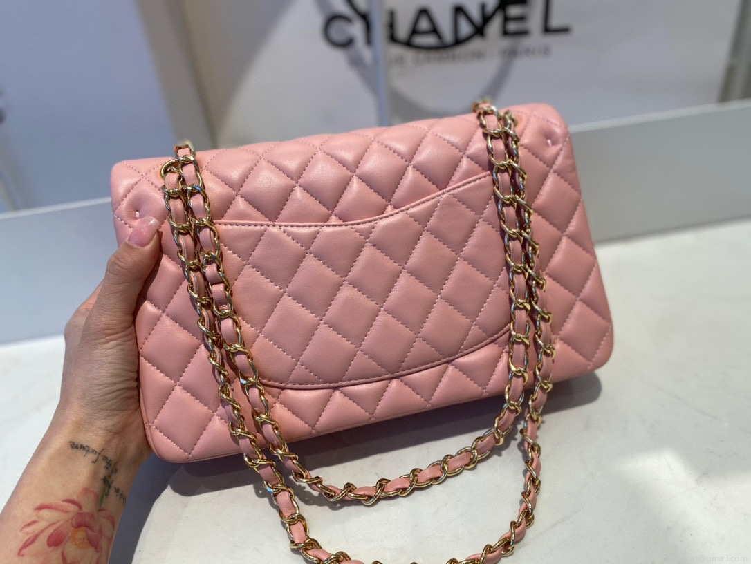 Chanel A01112 Flap Handbag Classic Bag Lambskin Pink Gold