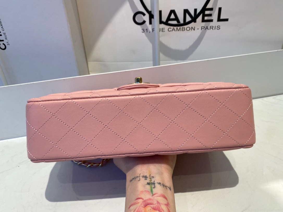 Chanel A01112 Flap Handbag Classic Bag Lambskin Pink Gold