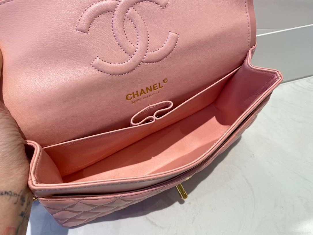 Chanel A01112 Flap Handbag Classic Bag Lambskin Pink Gold