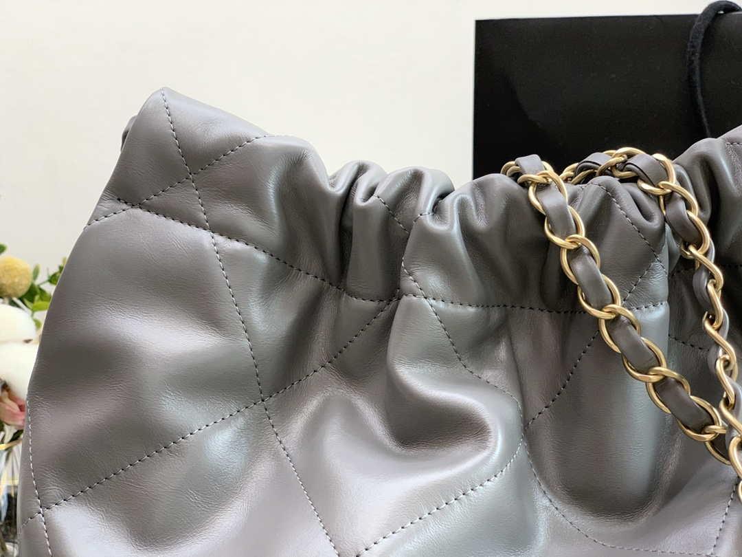 Chanel AS3260 22 Small Handbag Metallic Calfskin Gray Metal With logo Gold