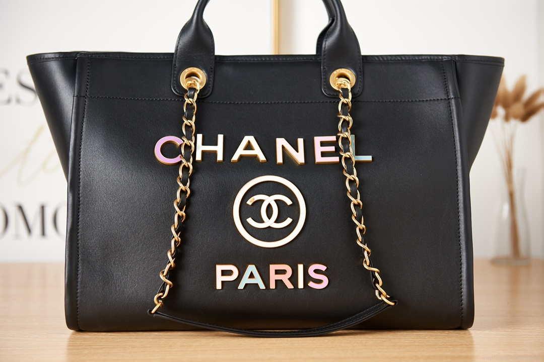 Chanel A66941 Large Shopping Bag Calfskin Black