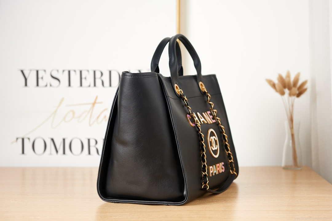 Chanel A66941 Large Shopping Bag Calfskin Black