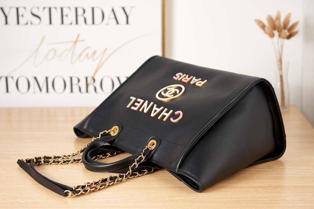 Chanel A66941 Large Shopping Bag Calfskin Black