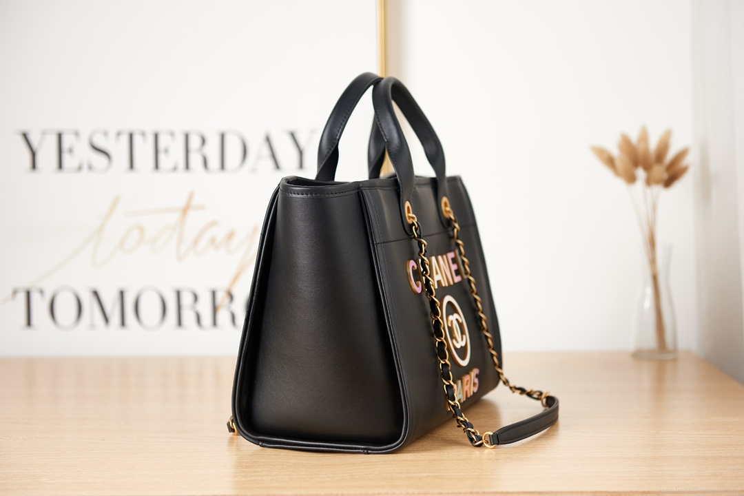 Chanel AS3257 Small Shopping Bag Calfskin Black