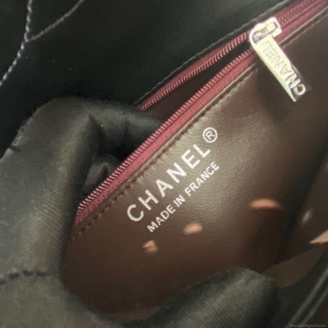 Chanel A92236 Flap Bag With Top Handle Lambskin & Sliver-Tone Metal Black