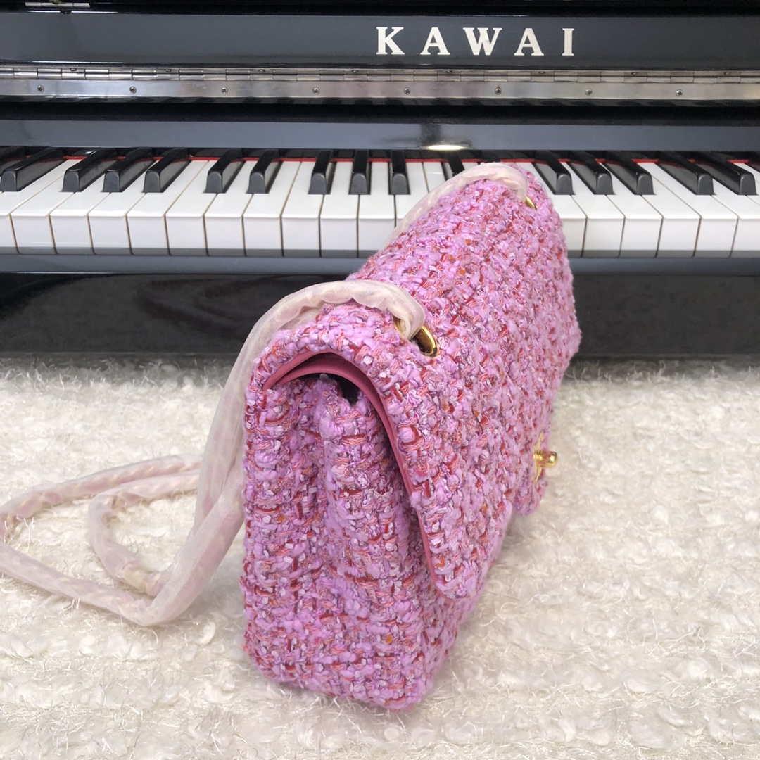 Chanel A01112 Flap Handbag Classic Bag Tweed Pink
