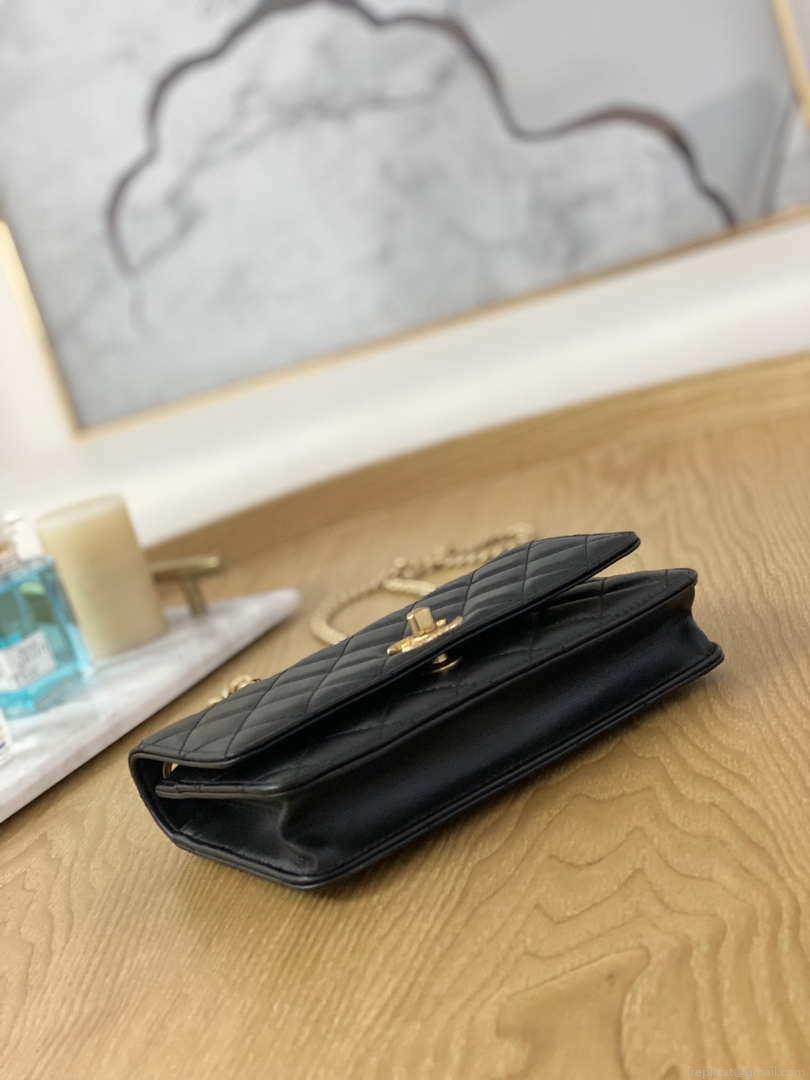 Chanel AP3043 WALLET ON CHAIN Lambskin & Gold-Tone Metal Black