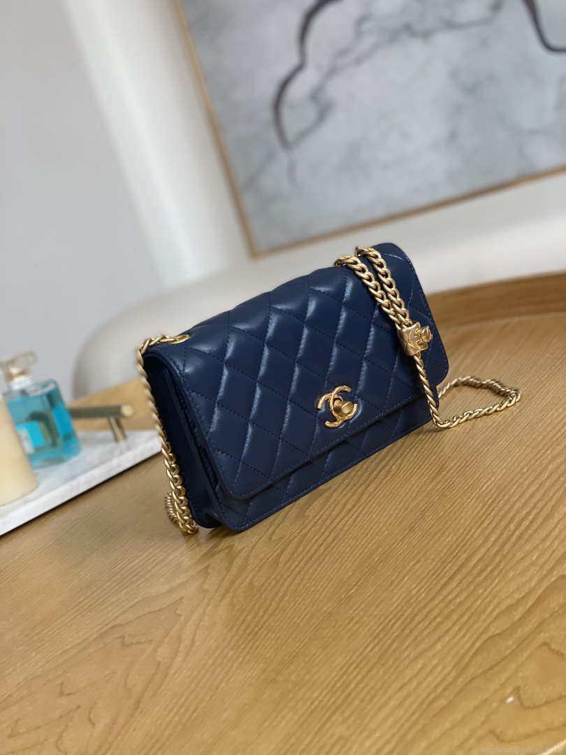 Chanel AP3043 WALLET ON CHAIN Lambskin & Gold-Tone Metal Blue