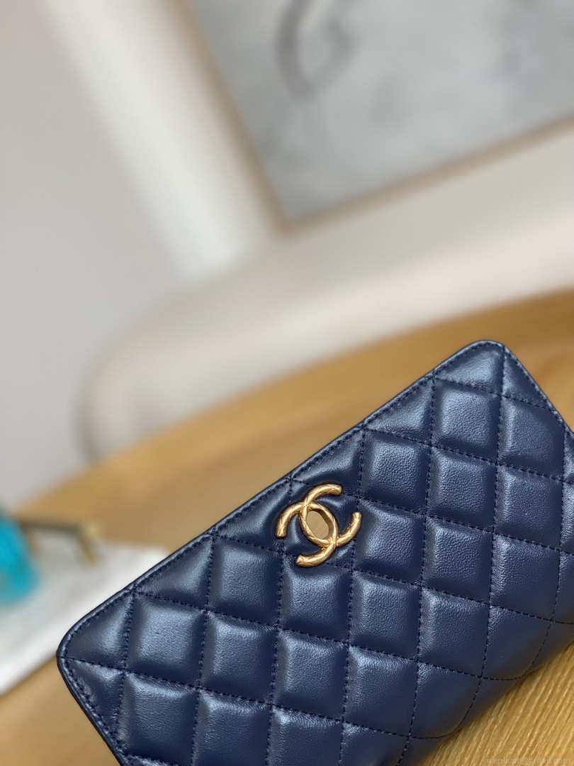 Chanel AP3043 WALLET ON CHAIN Lambskin & Gold-Tone Metal Blue