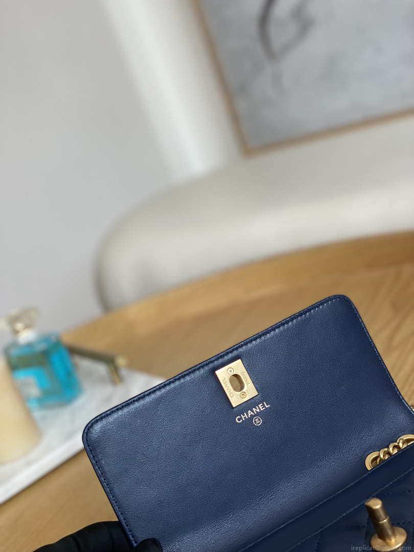 Chanel AP3043 WALLET ON CHAIN Lambskin & Gold-Tone Metal Blue