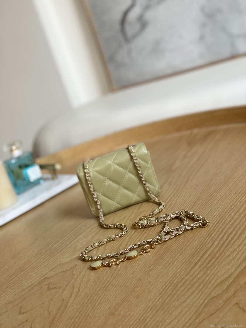 Chanel AP3037 BELT Bag Lambskin Enamel & Gold-Tone Metal Green