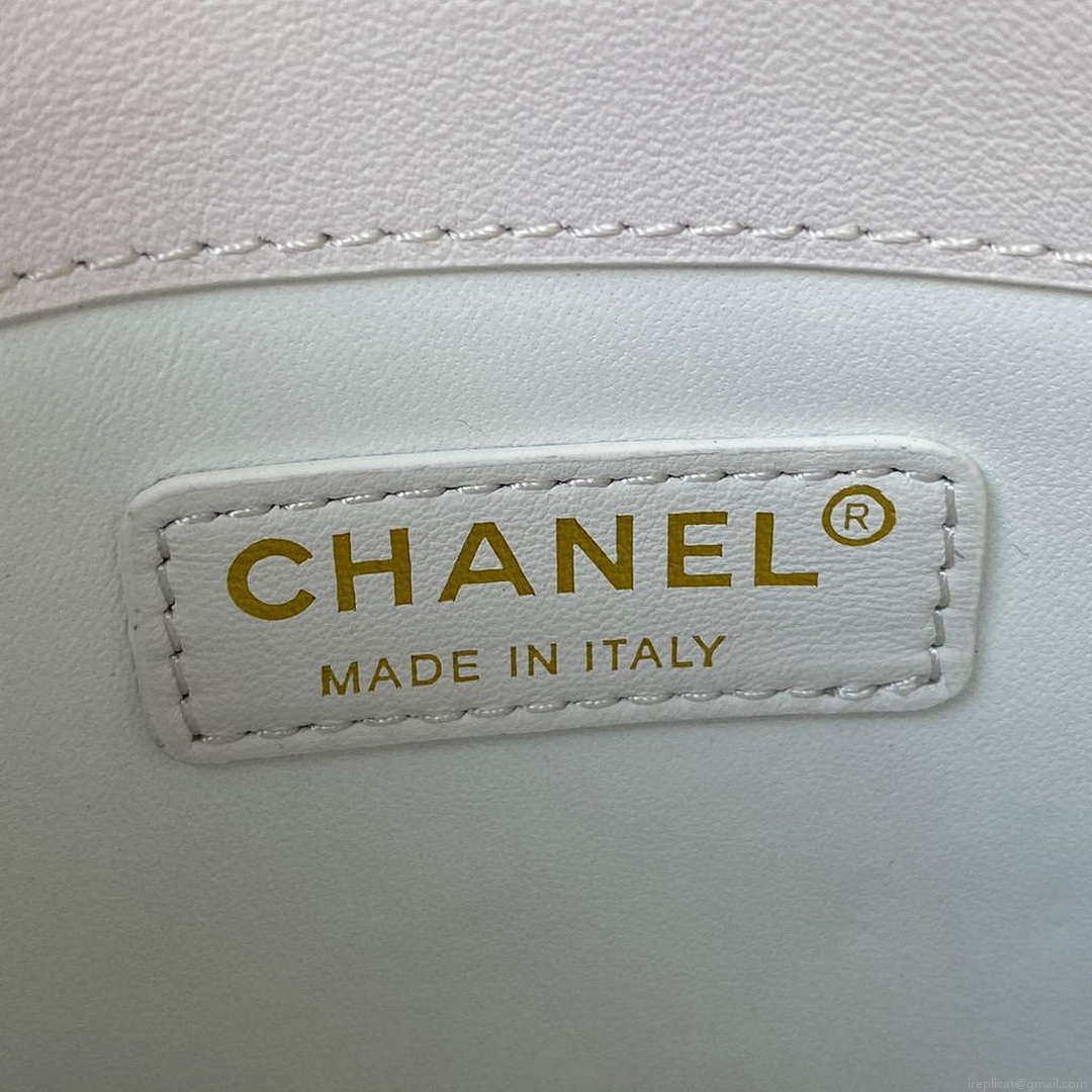 Chanel Small Flap Bag With top Handle Calfskin CC AS2680 White