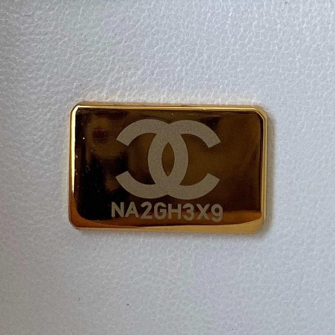 Chanel Small Flap Bag With top Handle Calfskin CC AS2680 White