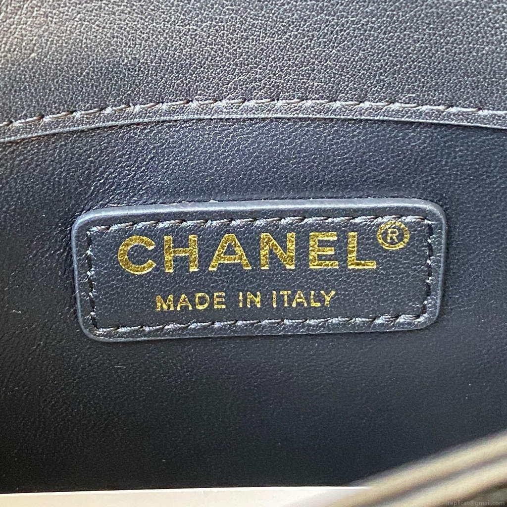 Chanel CC AS2681 Flap Bag With top Handle Calfskin Black